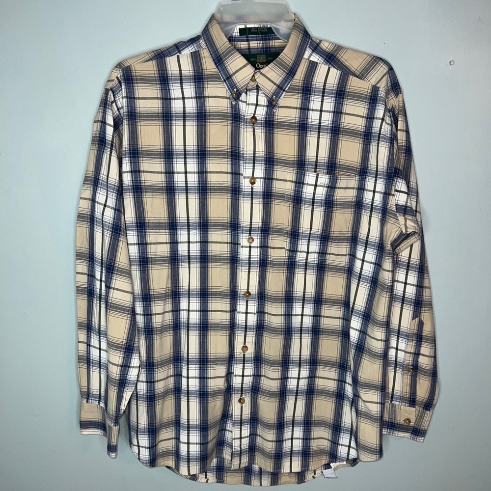 Orvis Striped Plaid Long Sleeve Fishing Outdoor Hiking Shirt Mens Size Large.